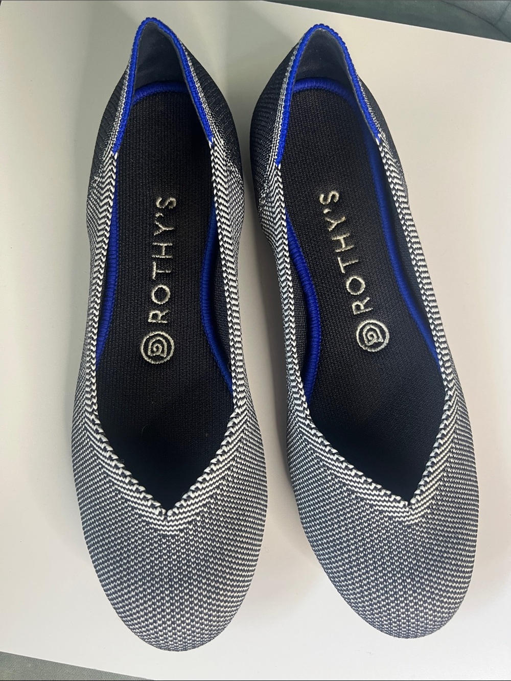 Rothy's Grey Birdseye Flats with Blue Trim - Gray Womens US 7.5  Shoe NEW - Picture 8 of 9